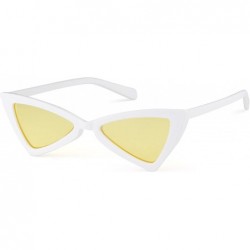 Cat Eye Cat eye Sunglasses for Women Men High Pointed Triangle Glasses - White Yellow - C418CQ2G86X $10.25