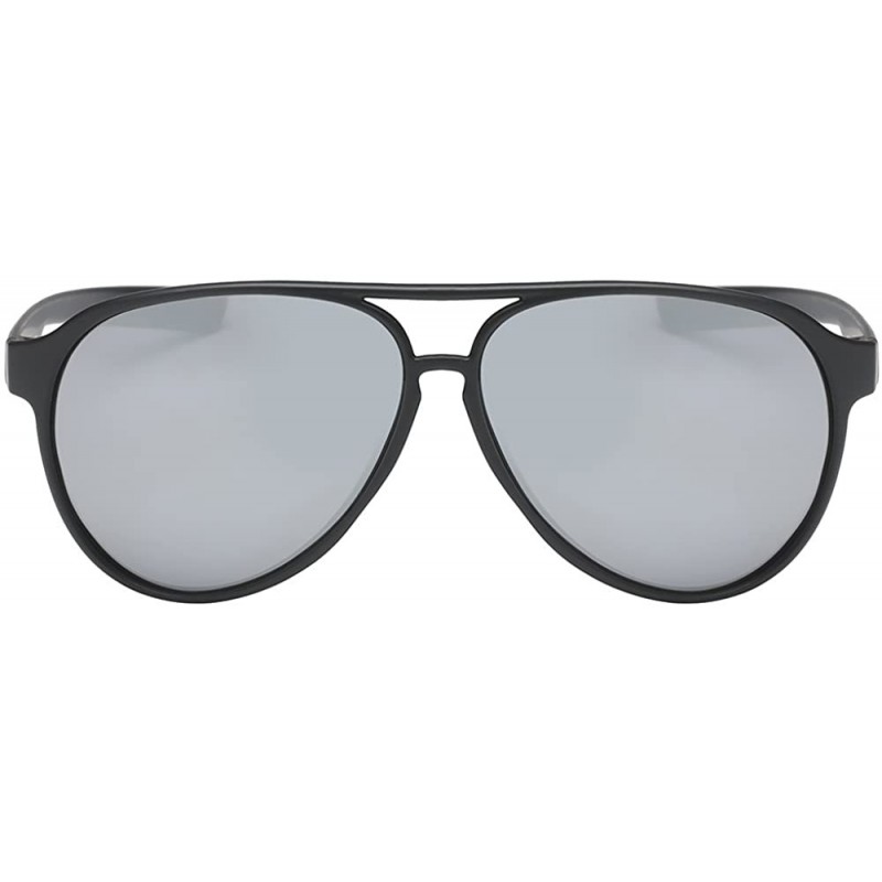 Aviator Classic Unisex Polarized Ultra Lightweight Flexible Aviator Sunglasses (Matte Black - Polarized Ice Tech - 56) - CD18...