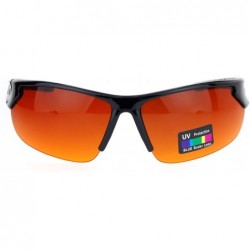 Sport Mens Rectangular Blue Buster Amber Lens HD Half Rim Sport Sunglasses Black - C912O6FT3G7 $12.01