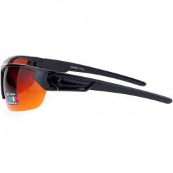 Sport Mens Rectangular Blue Buster Amber Lens HD Half Rim Sport Sunglasses Black - C912O6FT3G7 $12.01