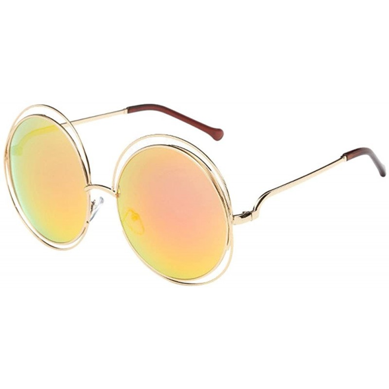 Round Fashion Men Womens Retro Vintage Round Frame UV Glasses Sunglasses - D - CM190626AZ4 $7.42