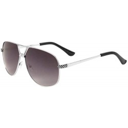 Aviator Square V Shape Bridge Crossed Line Temple Pattern Modern Round Aviator Sunglasses - Smoke Silver - CJ190IX6IUT $12.98