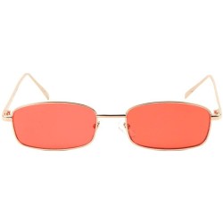 Rectangular Thin Frame Rounded Rectangular Color Lens Sunglasses - Red - C4198D8SCEC $14.85