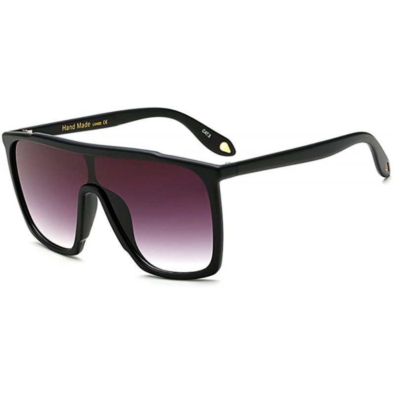 Shield Large Men Sunglasses Vintage Retro 70s Squared Frame Flat Top Shield Glasses - Matte Black - CB186S6D76G $16.95