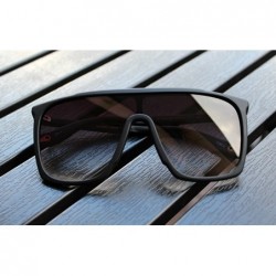 Shield Large Men Sunglasses Vintage Retro 70s Squared Frame Flat Top Shield Glasses - Matte Black - CB186S6D76G $16.95