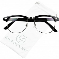 Rimless Classic Semi Rimless Non Prescription Clear Lens 80's Style Round Half Frame Horned Rim UV400 Eye Sun Glasses - CR18W...