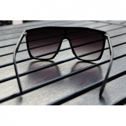 Shield Large Men Sunglasses Vintage Retro 70s Squared Frame Flat Top Shield Glasses - Matte Black - CB186S6D76G $16.95