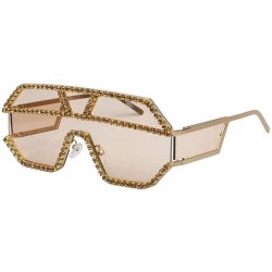 Oversized Oversized Rhinestone Crystal Sunglasses Personality - Pink - CL1906Y338O $44.75