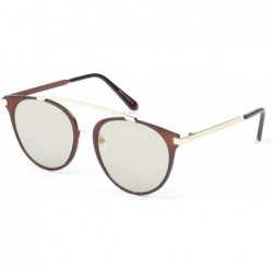 Goggle Women Metal Retro Brow-Bar Round Cat Eye UV Protection Fashion Sunglasses - Maroon - C118WTI80M9 $17.07