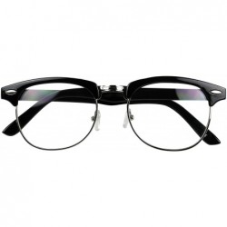 Rimless Classic Semi Rimless Non Prescription Clear Lens 80's Style Round Half Frame Horned Rim UV400 Eye Sun Glasses - CR18W...