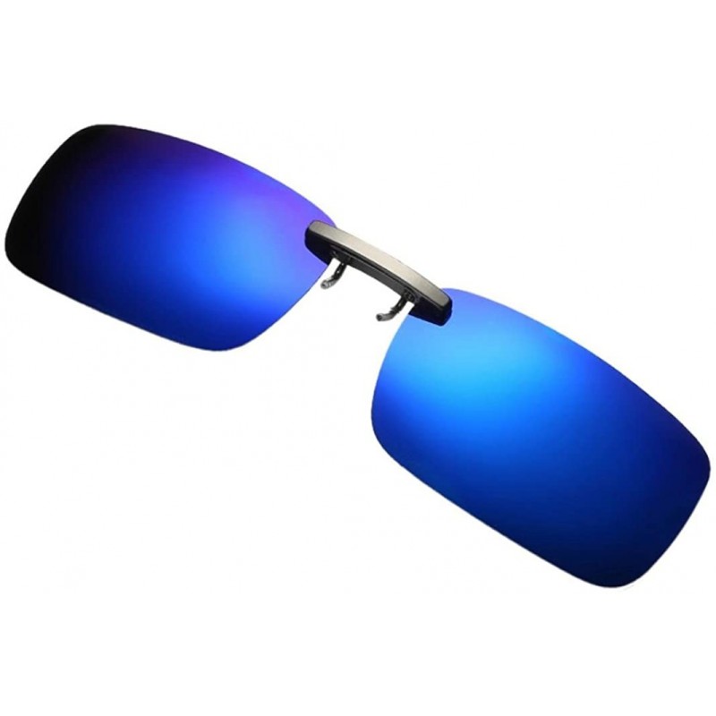 Aviator Detachable Night Vision Lens Driving Metal Polarized Clip On Glasses Sunglasses - Blue - C118DODLOGX $8.42