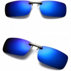 Aviator Detachable Night Vision Lens Driving Metal Polarized Clip On Glasses Sunglasses - Blue - C118DODLOGX $8.42