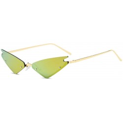 Rectangular Unisex Fashion Cat Eye Metal Frame Candy Color Small Sunglasses UV400 - Yellow - CE18NNK6ASK $19.53