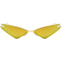 Rectangular Unisex Fashion Cat Eye Metal Frame Candy Color Small Sunglasses UV400 - Yellow - CE18NNK6ASK $10.02