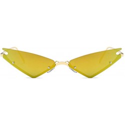 Rectangular Unisex Fashion Cat Eye Metal Frame Candy Color Small Sunglasses UV400 - Yellow - CE18NNK6ASK $10.02