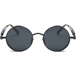 Round Men Women Retro Polarized Glasses Punk Round Metal UV400 Eyewear Sunglasses - Black + Black - CD1884MLX05 $8.81