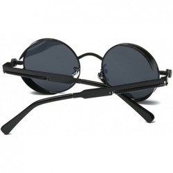 Round Men Women Retro Polarized Glasses Punk Round Metal UV400 Eyewear Sunglasses - Black + Black - CD1884MLX05 $8.81