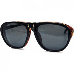 Aviator 8021 Premium Oversized XL Flip Up Steampunk Retro Vintage Brand Designer Style Sunglasses - Black - CH18EHMMXTI $18.85