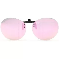 Round Round Oval Clip On Flip Up Sunglass Lenses Mens Womens Polarized Sunglasses - Pink - CU18X090IHX $17.55