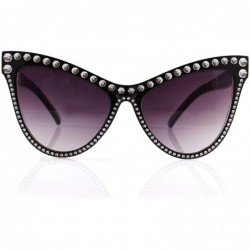 Cat Eye Fashion Runway Cat-Eye Metal Star Decorated Sunglasses A290 - Black - CD18WOQQHK9 $23.74