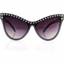 Cat Eye Fashion Runway Cat-Eye Metal Star Decorated Sunglasses A290 - Black - CD18WOQQHK9 $11.39