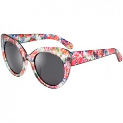 Cat Eye Women's Oversized Cateyes Polarized Plastic Colored Flower Sunglasses 80720 - Pink - CR18KHM9N8S $28.18