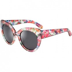 Cat Eye Women's Oversized Cateyes Polarized Plastic Colored Flower Sunglasses 80720 - Pink - CR18KHM9N8S $15.40