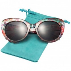 Cat Eye Women's Oversized Cateyes Polarized Plastic Colored Flower Sunglasses 80720 - Pink - CR18KHM9N8S $15.40