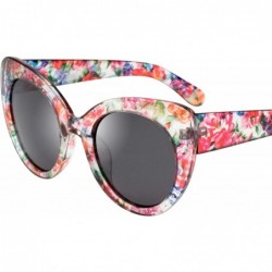 Cat Eye Women's Oversized Cateyes Polarized Plastic Colored Flower Sunglasses 80720 - Pink - CR18KHM9N8S $15.40