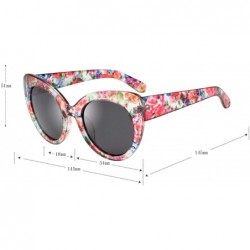 Cat Eye Women's Oversized Cateyes Polarized Plastic Colored Flower Sunglasses 80720 - Pink - CR18KHM9N8S $15.40