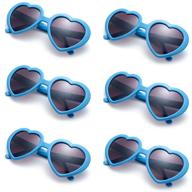 Oversized 6 Neon Colors Heart Shape Party Favors Sunglasses - Multi Packs - 6-pack Blue - CI182KCOA0X $12.51