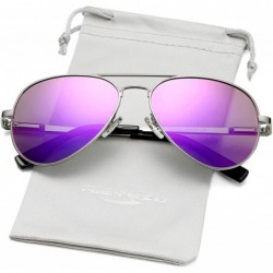 Round Polarized Aviator Sunglasses for Men Women Vintage Round Metal Sun Glasses 100% UV400 Protection - CX194LCTRRX $27.92