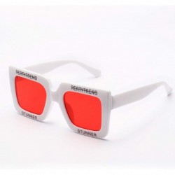 Rectangular Unisex Sunglasses Glasses Designer Fashion - Red - CM18AKTXECO $20.16