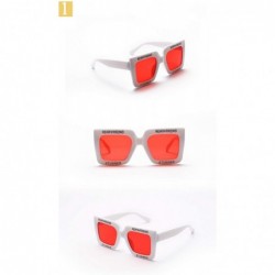 Rectangular Unisex Sunglasses Glasses Designer Fashion - Red - CM18AKTXECO $9.41