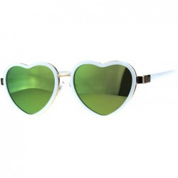 Oval Heart Shape Sunglasses Womens Cute Heart Frame Mirror Lens UV 400 - White - CB18G8GHEZ3 $11.55