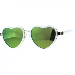 Oval Heart Shape Sunglasses Womens Cute Heart Frame Mirror Lens UV 400 - White - CB18G8GHEZ3 $20.15