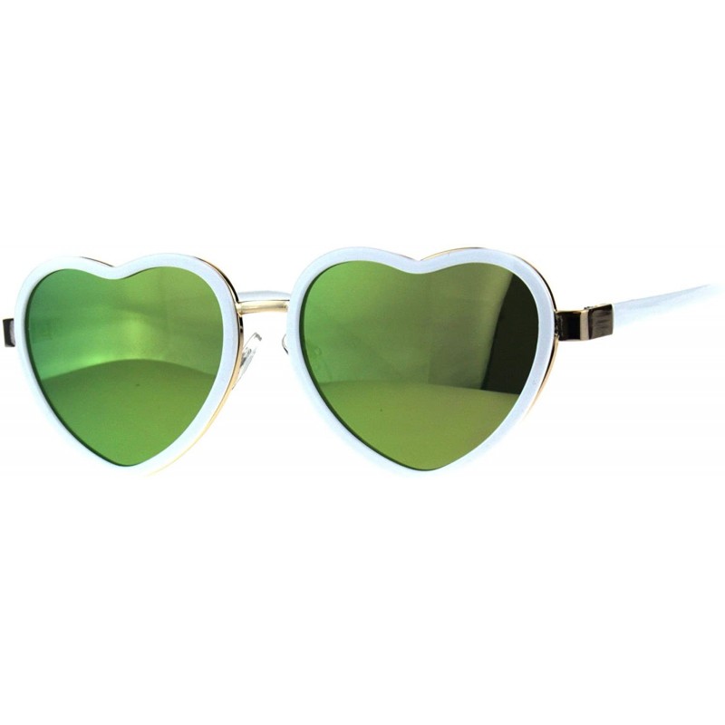 Oval Heart Shape Sunglasses Womens Cute Heart Frame Mirror Lens UV 400 - White - CB18G8GHEZ3 $11.55