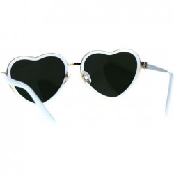 Oval Heart Shape Sunglasses Womens Cute Heart Frame Mirror Lens UV 400 - White - CB18G8GHEZ3 $11.55