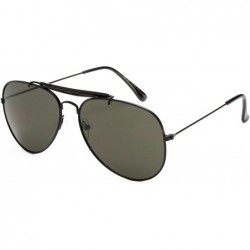 Aviator Classic Premium Aviator Sunglasses with Brow Bar - Black/Green - C012J6U5E39 $19.16