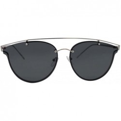 Oversized Flat Round Cutout Sunglasses With Case - Black - C518577XLXS $20.75