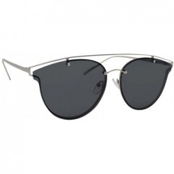 Oversized Flat Round Cutout Sunglasses With Case - Black - C518577XLXS $20.75