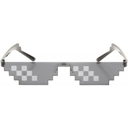 Rimless Thug Life Meme Pixel Emoji Sunglasses - Black Frame & Black Lens - CK188UAZY7R $11.52