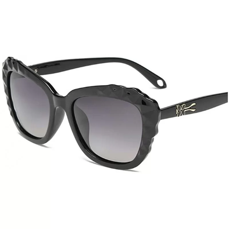 Goggle Butterfly-Knotted Sunglasses Women's Round-Faced Retro Sunglasses - Black - CC18XYSA05A $30.85