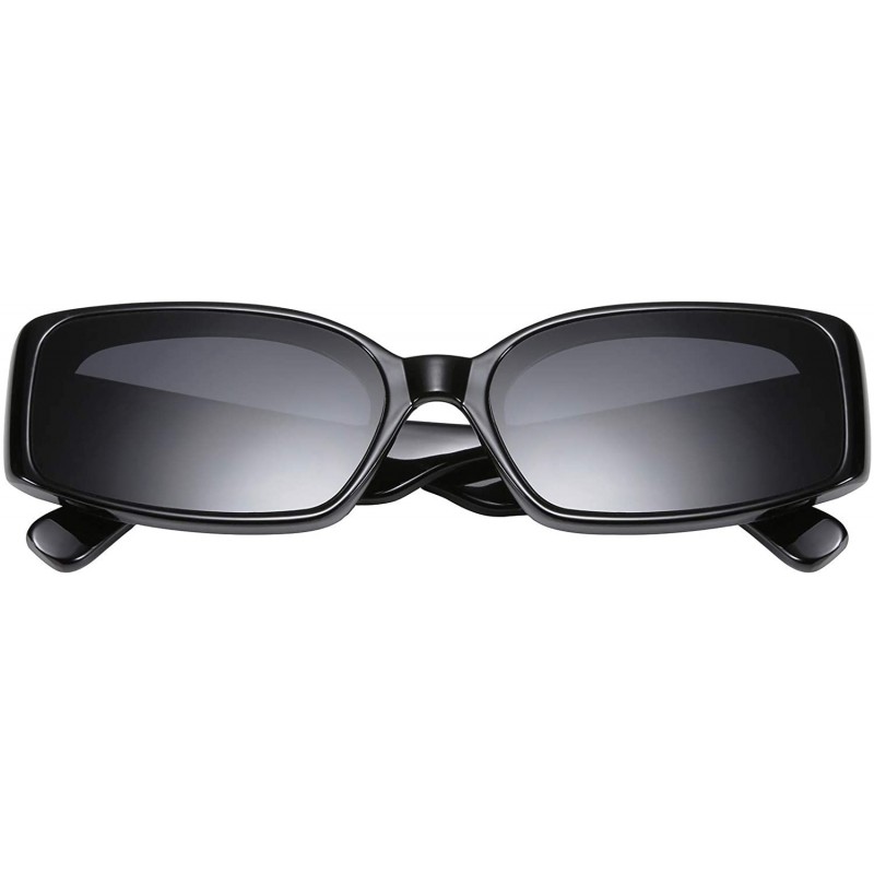 Rimless Creative Rectangle Sunglasses Women Fashion Thick Frame UV400 Protection B2462 - Black - CR18LWWOAAS $14.16