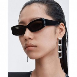 Rimless Creative Rectangle Sunglasses Women Fashion Thick Frame UV400 Protection B2462 - Black - CR18LWWOAAS $14.16