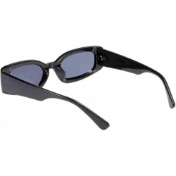 Rimless Creative Rectangle Sunglasses Women Fashion Thick Frame UV400 Protection B2462 - Black - CR18LWWOAAS $14.16