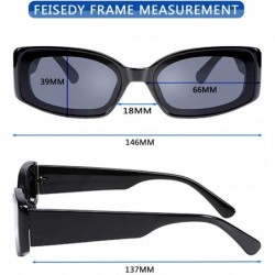 Rimless Creative Rectangle Sunglasses Women Fashion Thick Frame UV400 Protection B2462 - Black - CR18LWWOAAS $14.16