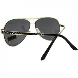 Aviator Womens Aviator Sunglasses Chic Metal Animal Print Design Temple - Silver Black - C911HLTW7BP $11.69