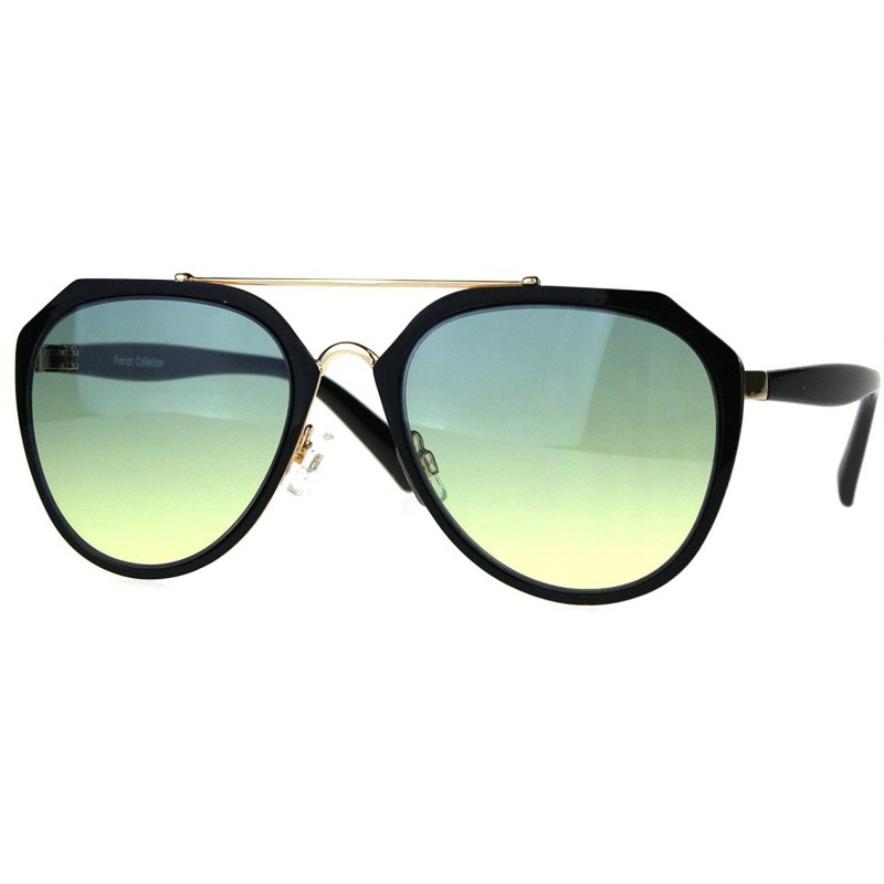 Aviator Retro Fashion Sunglasses Womens Designer Style Aviator Shades UV 400 - Black (Blue Yellow) - C8189WGOGY7 $13.02