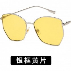 Round Women Sunglasses Retro Luxury Mirror Sun Glasses Yellow Vintage Metal Frame Butterfly Square - White - CN198ZZGL2O $36.23